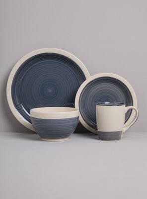 Set Vajilla 16 Piezas Bicolor Gris Cerámica