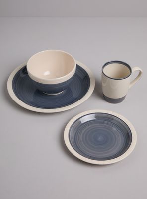 Imagen 2 del producto Set Vajilla 16 Piezas Bicolor Gris Cerámica