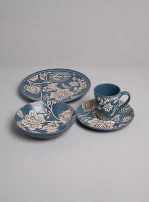 Imagen 2 del producto Set Vajilla 24 Piezas Flores Azul Cerámica