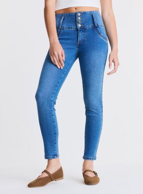 Jeans Pretina Alta 4 Botones