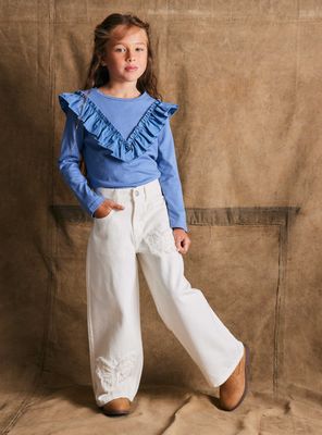 Jeans con Parches Deflecados de Mariposa