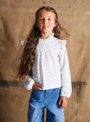 Polera Cuello Subido Estampada con Panal