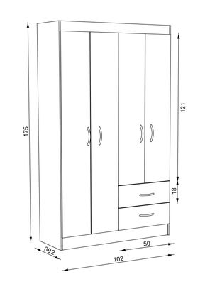 Imagen 2 del producto Clóset 4 Puertas 2 Cajones Blanco