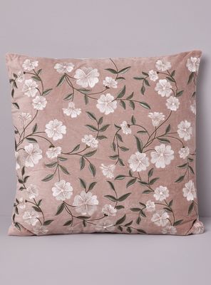 Cojín Velvet Bordado Flores 45x45 cm