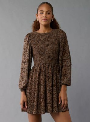 Vestido Ae Corto Manga Larga Print