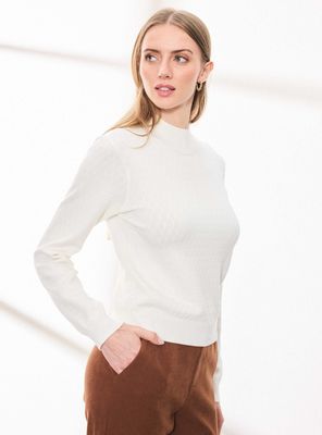 Sweater Cuello Alto Básico con Textura