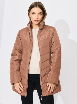 Parka con Detalle en Cintura Piel Desmontable en Gorro