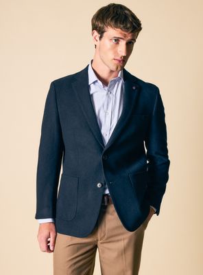 Blazer Recto Bolsillo de Parche y Codera