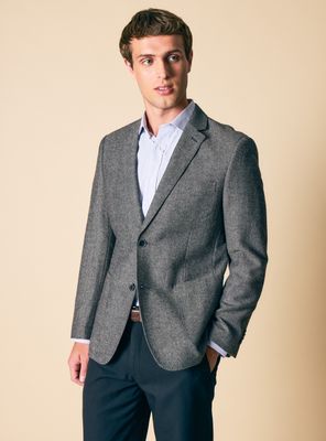 Blazer Recto Tweed Diagonal Bolsillos de Parche