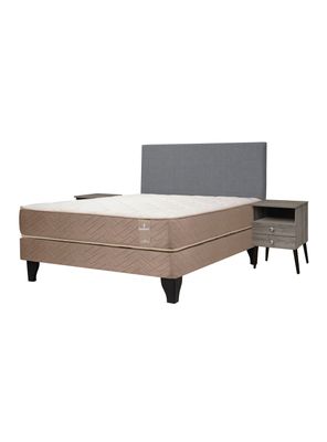 Cama Europea Bamboo 2 Plazas Base Normal + Respaldo y Veladores Málaga