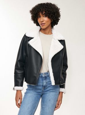 Chaqueta Aviadora Forrada en Piel