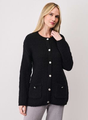 Chaleco Chaqueta Tejida con Textura Y Botones Joya