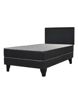 Cama Europea Apolo Black 1.5 Plazas x190 cm + Respaldo Nuit