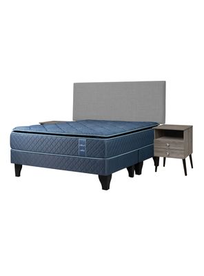 Cama Europea Merci King Base Dividida + Respaldo y Veladores Málaga