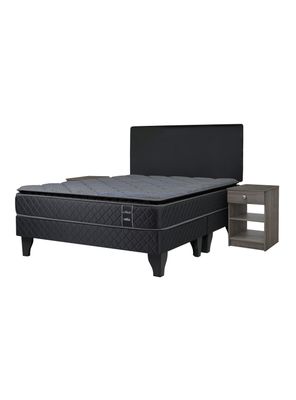 Cama Europea Nuit 2 Plazas Base Dividida Respaldo + Veladores Nude
