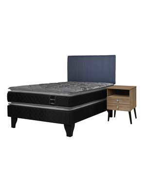 Cama Europea Terapeutic 1.5 Plazas x190 cm + Respaldo Merci + Velador Malaga Nude