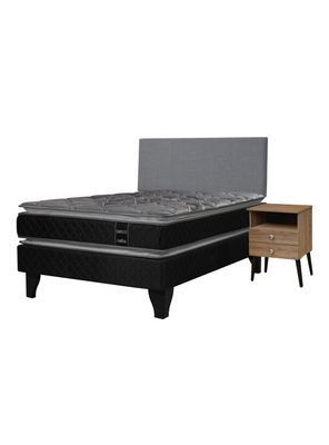 Cama Europea Terapeutic 1.5 Plazas con Base Normal + Respaldo y Velador