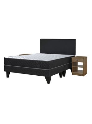 Cama Europea Cadiz 2 Plazas Base Dividida + Respaldo Nuit + Velador Granada Nude