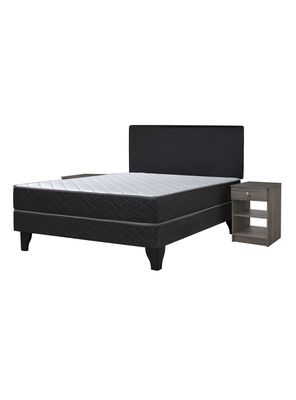 Cama Europea Cadiz 2 Plazas + Respaldo Nuit + Velador Granada Grey