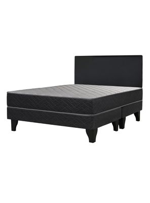 Cama Europea Apolo Black 2 Plazas x190 cm Base Dividida + Respaldo Nuit