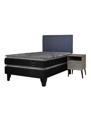 Imagen 1 del producto Cama Europea Terapeutic 1.5 Plazas x190 cm + Respaldo Merci + Velador Malaga Grey