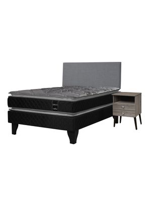 Cama Europea Terapeutic 1.5 Plazas Base Normal + Respaldo y Velador