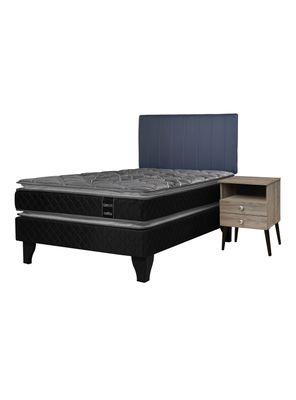 Cama Europea Terapeutic 1.5 Plazas x190 cm + Respaldo Merci + Velador Malaga Honey