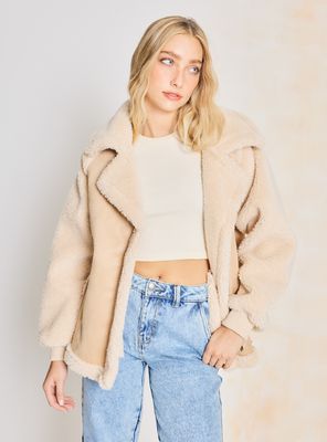 Chaqueta Mezcla Tipo Gamuza y Chiporro