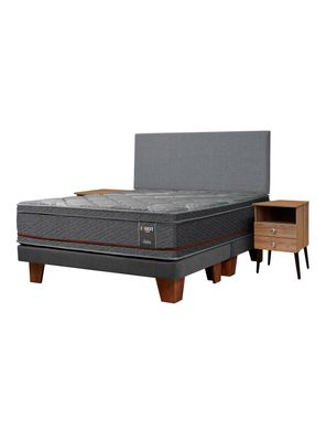 Cama Europea Everest Copper King Base Dividida con Respaldo y Veladores