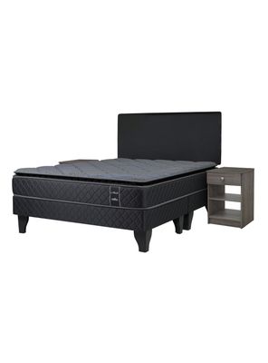 Imagen 1 del producto Cama Europea Nuit King Base Dividida Respaldo + Veladores Grey