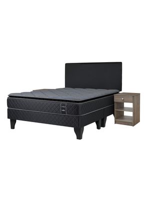 Cama Europea Nuit King Base Dividida Respaldo + Veladores Honey