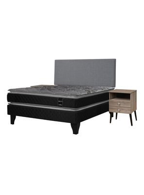 Cama Europea Terapeutic 2 Plazas con Base Normal + Respaldo y Veladores