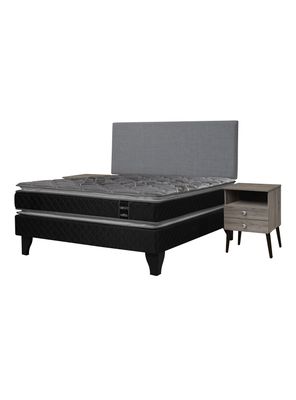 Cama Europea Terapeutic 2 Plazas Base Normal con Respaldo y Veladores