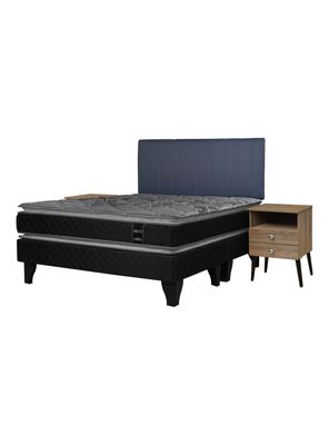 Cama Europea Terapeutic 2 Plazas Base Dividida + Respaldo Merci + Velador Malaga Nude