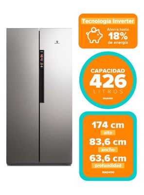 Imagen 2 del producto Refrigerador Side by Side No Frost 426 Litros MAS430 Inox
