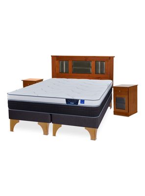 Cama Europea Nexus 2 Plazas Box Base Dividida + Set de Muebles Lorraine