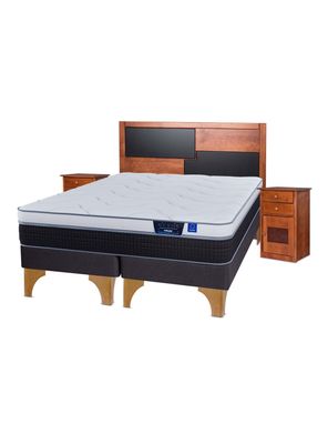 Cama Europea Nexus 2 Plazas Box Base Dividida + Set de Muebles Colonia