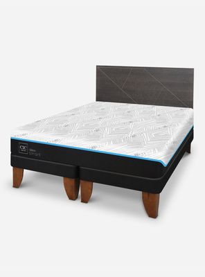 Cama Europea Green Infinity 2 Plazas Base Dividida + Respaldo Villarrica Gris