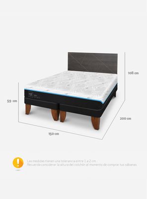 Imagen 2 del producto Cama Europea Green Infinity 2 Plazas Base Dividida + Respaldo Villarrica Gris