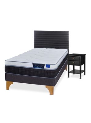 Cama Europea Nexus 1.5 Plazas Box + Respaldo Modern + Velador Rover