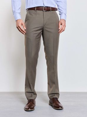 Pantalón Vestir Slim Fit Lana Polyester Beige Medio