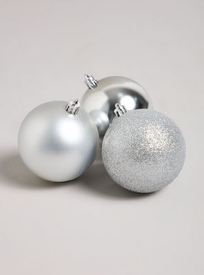 Set de 9 Esferas Navidad Plateadas 8 cm