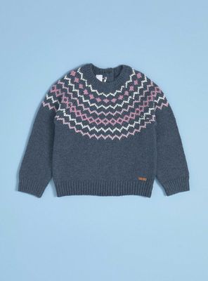 Sweater con Greca Rosadas