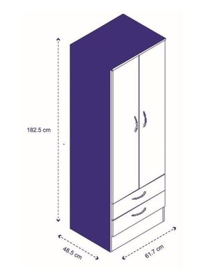 Imagen 2 del producto Closet 2 Puertas 2 Cajones Nogal