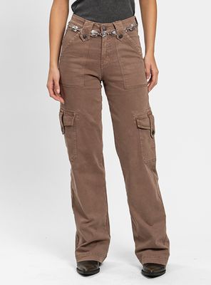 Jeans Cargo Tiro Alto Juana Café
