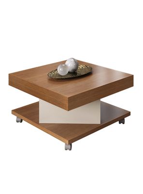 Mesa de Centro Cuadrada con Ruedas