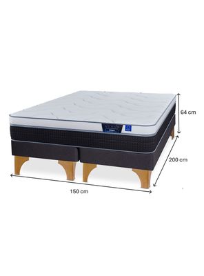 Imagen 2 del producto Cama Europea Nexus 2 Plazas Box Base Dividida + Respaldo Tubular Beige
