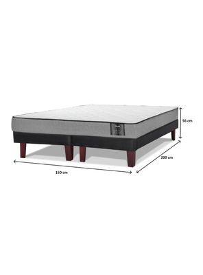 Imagen 2 del producto Cama Europea Star 2 Plazas Box Base Dividida + Respaldo Royal Negro + Veladores Rock