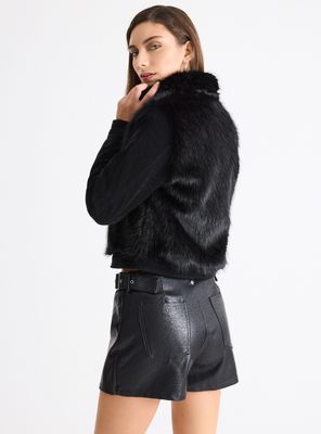 Imagen 2 del producto Chaqueta Peluda con Mangas en Simil Cuero