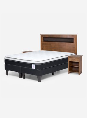 Cama Europea New Style 6 2 Plazas Base Dividida + Set Muebles Ferrara